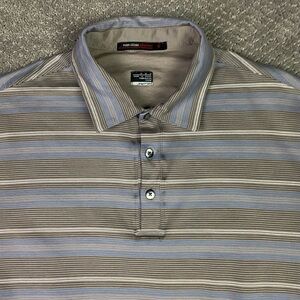 Nike Tiger Woods Collection Polo Golf Shirt Men's Medium Blue Brown Striped